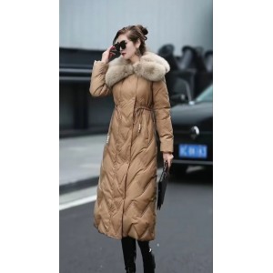 Actual spot 2024 winter new high-end real fox fur collar waist Slim long 90 white duck down jacket