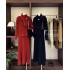 Bright shiny red knitted three-piece suit women winter 2023 new design scarf sweater high-waisted half-body skirt