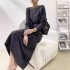 Fried Street knitted dress female thickened fall and winter lazy round neck twist cashmere knee-length thin sweater long skirt
