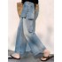Pili High-Waisted Wide-Leg Jeans for Women: 2026 Spring New Arrival – Loose-Fitting, Slimming, Cropped, Simple, and Versatile Straight-Leg Pants