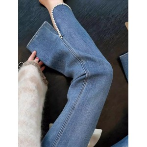 Minimalist Blue Denim Flared Pants: 2026 Summer Women's New Arrival—Relaxed Fit, Unique, Versatile, and Slimming Long Pants