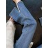 Minimalist Blue Denim Flared Pants: 2026 Summer Women's New Arrival—Relaxed Fit, Unique, Versatile, and Slimming Long Pants