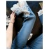  Blue Designer-Style Lace-Paneled Slit-Front Flared Jeans for Women: 2026 Spring/Summer New Arrival – Light Luxury Fashion Casual Pants