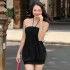 Wholesale and retail shipping Europe and the United States women's 2025 summer new American fashion sexy hot girl solid color halter short models backless dress female