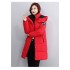 Removable hat] Real shot of cotton-padded clothes for women 2023 winter new style printed loose cotton clothes mid-length cotton-padded jackets