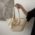 New retro handheld large capacity tote bag versatile silk scarf straw bag woven bag tote bag female beach bag