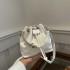 Pure color Korean version of the stylish bead single shoulder bag crossbody bag for women 2025 summer new versatile ins hand bucket bag