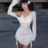 Europe and the United States women's 2024 spring and summer new sex fashion sexy hollow see-through oblique collar seaside beach package hip dresses