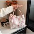 Texture Small Fresh Butterfly Print Large Bag Female 2025 Summer New Literary Style Shoulder Bag Class Tote Bag