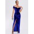 Cross-border new Amazon hot temperament commuter women's one-line neck strapless dress gold velvet dress female