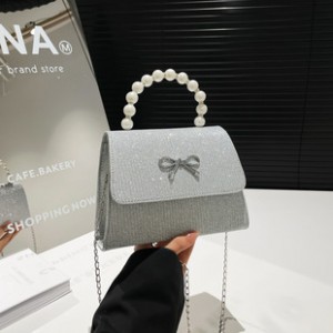 2025 Pure Color Simple Women's Bag Shoulder Bag Crossbody Bowknot Drill Surface Full Diamond Star Glitter Small Square Women's Bags