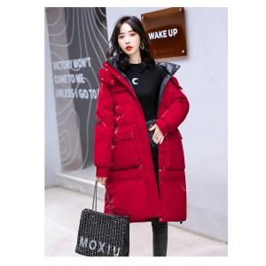 Actual photography cotton clothing female 2023 new section of the long-free bright cotton coat Korean version of the loose winter work cotton jacket coat