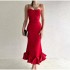 2024 new Europe and the United States Amazon spaghetti strap prom ruffled hem sleeveless high-waisted tight dresses