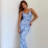 Europe and the United States Ins style women's new 2024 summer Amazon hot sexy sleeveless backless printed dress female