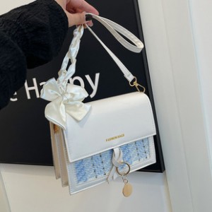 Niche Design Bags Women 2025 Popular New Hundred Bowknot Accessories Shoulder Bag Net Red Fashion Small Square Bag 网红时尚小方包