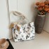  Texture Small Fresh Butterfly Print Large Bag Female 2025 Summer New Literary Style Shoulder Bag Class Tote Bag