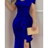 2023 Europe and the United States hot velvet one-shoulder open fork sexy V-neck dress Autumn temperament long dress female