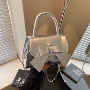 2025 spring new casual personality fashion Korean bow shoulder bag handheld small square bag simple crossbody bag
