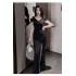 New work clothes thin dress temperament low-cut sexy pure desire Slim skirt nightclub women's package hip dresses