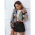 Cross-border Europe and the United States women's 2024 winter new printing fashion face cotton clothing stand-up collar bread clothing jacket Warm cotton
