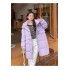 Korean version of the loose cow horn buckle down jacket female 2024 winter new section of the long thickened thin white duck down hooded jacket