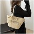 New retro handheld large capacity tote bag versatile silk scarf straw bag woven bag tote bag female beach bag