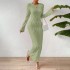 Long knee-length knitted dress women 2024 spring Slim bottoming inside the hundred long-sleeved dress wholesale